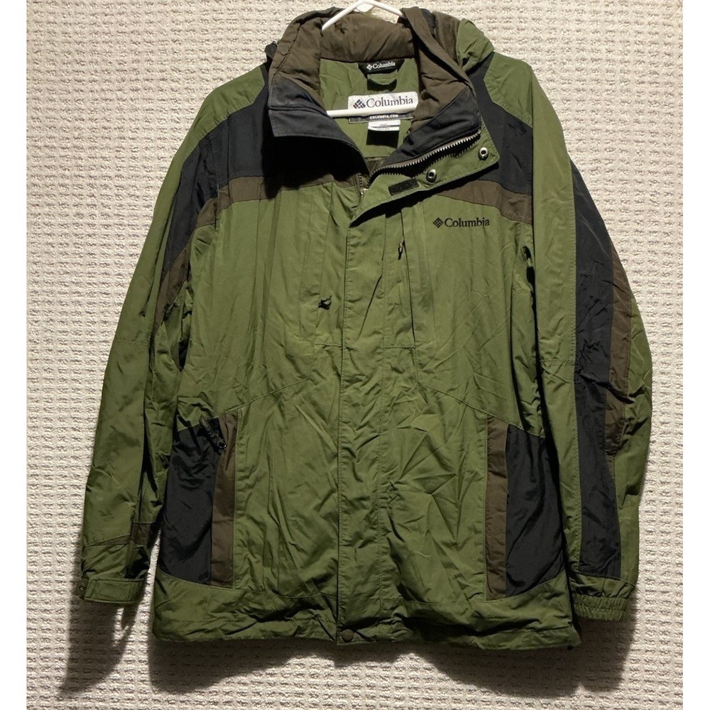 Columbia Interchange Waterproof Green Hooded Jacket M Mens Green Whirlibird